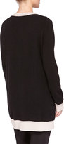 Thumbnail for your product : Neiman Marcus Cashmere Two-Tone Button-Front Boyfriend Cardigan