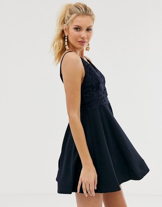 lace top skater dress