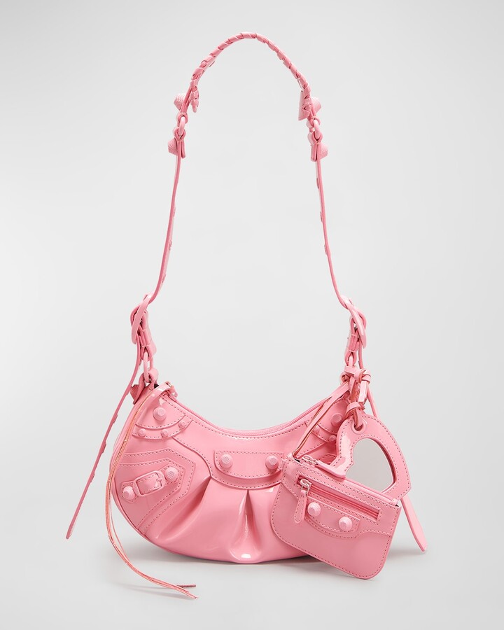Balenciaga Neo Cagole Xs Bb-logo Denim Cross-body Bag In Pink