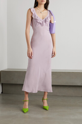 Reformation Cillian Open-back Ruffled Silk-crepe Midi Dress - Purple -  ShopStyle