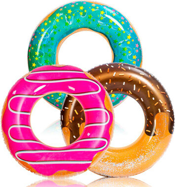 Joyin 3Pack Donut Inflatable Pool Float with Glitters 32.5”