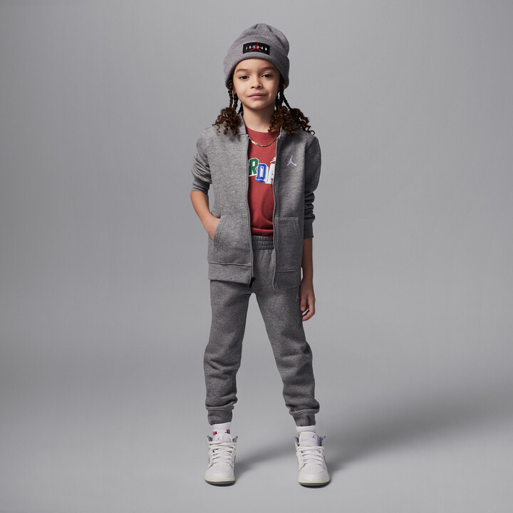 Jordan Brooklyn Fleece Little Kids' 2-Piece Full-Zip Hoodie Set in Grey | 85D325-GEH