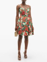 Thumbnail for your product : Dolce & Gabbana Puffed Geranium-print Cloque Mini Dress - Red Multi