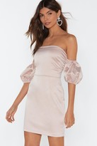 Thumbnail for your product : Nasty Gal Womens Say No More Satin Off-the-Shoulder Dress - Beige - 14