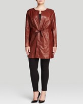 Thumbnail for your product : Lafayette 148 New York Plus Leather Tie Belt Jacket
