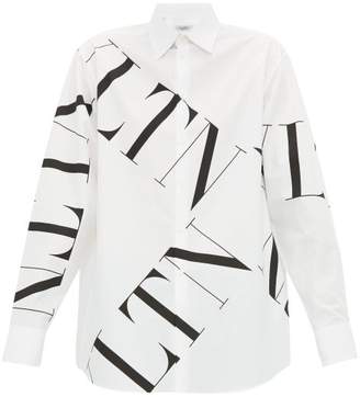 Valentino Logo-print Cotton-poplin Shirt - Mens - White