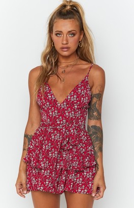 Bb Exclusive Mistletoe Playsuit Red Floral