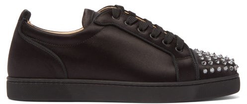 black leather louboutin trainers