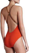 Thumbnail for your product : Michael Kors Buckled Cross-Back Maillot, Sienna
