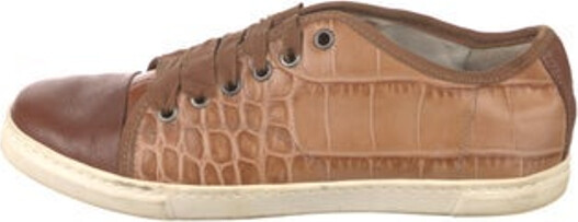 Lanvin Leather Low Top Sneakers Brown Leather Trim Round-Toes Lace-Up Closure at Uppers Unfortunately, due to restrictions, this item may not be eligible for shipping in all areas. | Lanvin Leather Sneakers in Brown, Women's IT 38 | 8