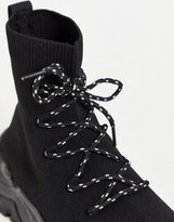 Thumbnail for your product : ASOS DESIGN Download sock sneakers with lace up in black