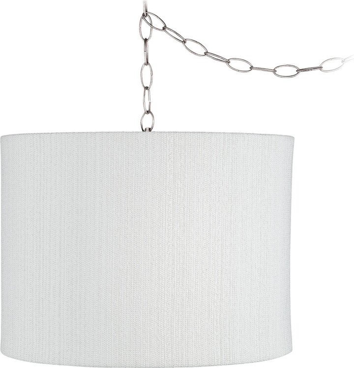 Brushed Nickel PlugIn Swag Chandelier Lighting 15" Wide Modern White