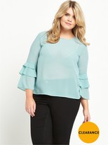 Thumbnail for your product : Alice & You Frill Sleeve Sheer Blouse - Blue
