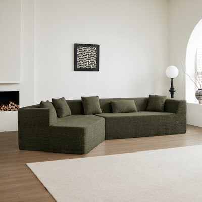 Ivy Bronx Modern Minimalist 127.5'' Sectional Couch With Deep Seat. No Assembly. Geometric Shape For Multiple Combos. High Foam Reinvigorating Area. Breathable