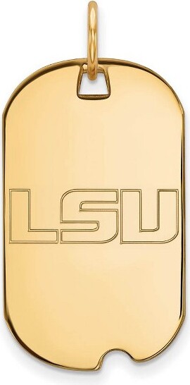 Black Bow Jewelry Co. BlackBowJewelry14kYellowGoldPlatedSterlingSilverLouisianaStateFightingTigersNCAADogTagPendant