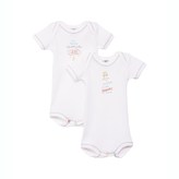 Thumbnail for your product : Petit Bateau Pack of 2 unisex baby short-sleeved bodysuits with American armholes and silkscreen print