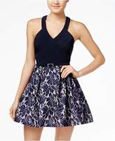 Thumbnail for your product : Crystal Doll Juniors' Belted Lace Fit & Flare Dress