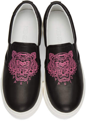 Kenzo Black Leather Tiger Sneakers