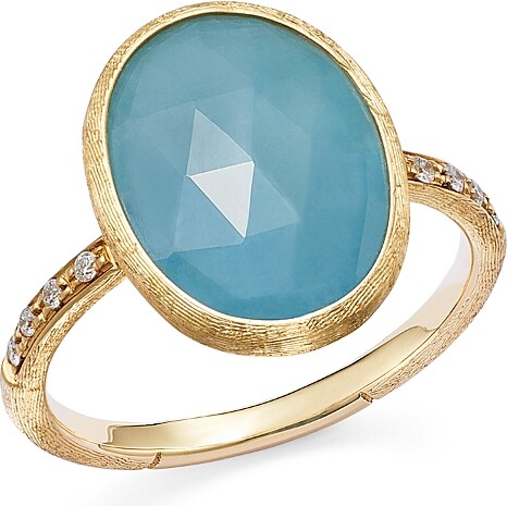 Marco Bicego 18K Yellow Gold Siviglia Aquamarine & Diamond Statement Ring