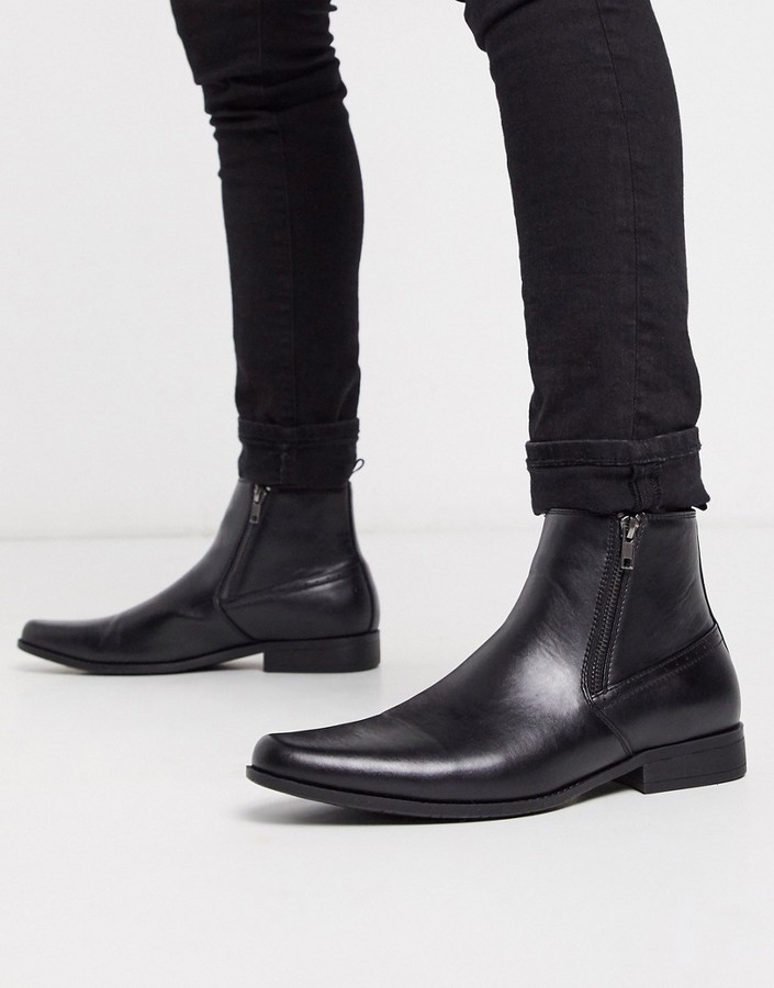 Mens Leather Boots Side Zip | Shop the world's largest collection of  fashion | ShopStyle UK