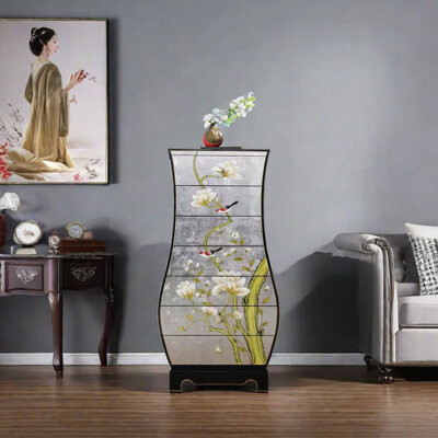 Vivid Space Creation Vase shape painted drawer accent chest