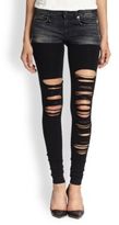 Thumbnail for your product : R 13 Shredded Knit-Leg Skinny Jeans