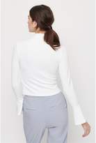 Thumbnail for your product : Dynamite Bell Sleeve Mock Neck Top Snow White