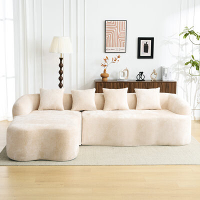 Latitude Run Full Compression L-shape With Curved Chaise, Modular Couch For Primary Living, High, 4 Seats, Wider , Deeper Seat Depth, Raised , Pillows, Floor-ceili