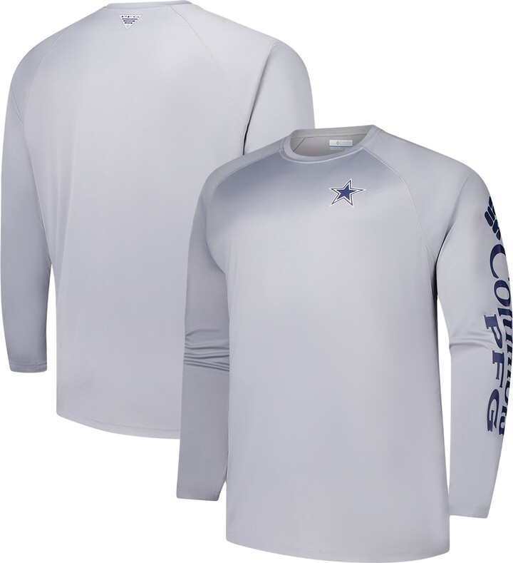 Men's Columbia Gray Dallas Cowboys Big & Tall Terminal Tackle™ Omni-Shade™ Raglan Long Sleeve T-Shirt