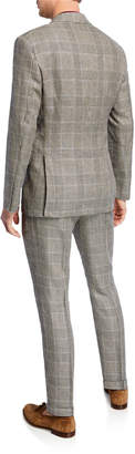 Brunello Cucinelli Men's Retro Plaid Two-Piece Linen/Wool Suit