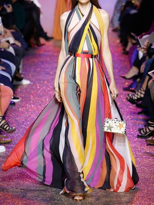 Elie Saab Striped Crepe Georgette Gown