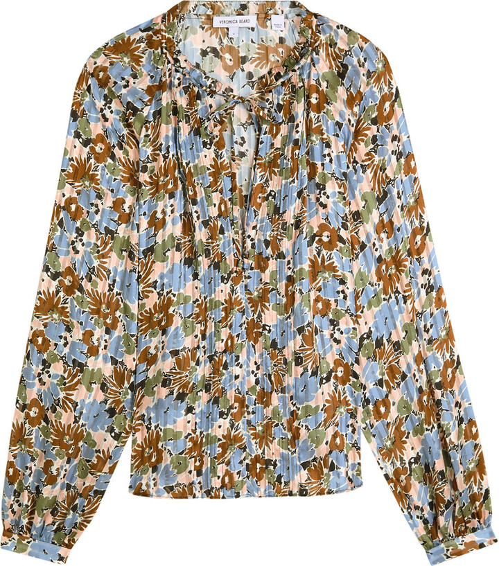 Veronica Beard Linds Floral-print Silk Blouse