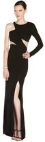 Thumbnail for your product : ABS by Allen Schwartz black jersey cutout one-shoulder front slit gown