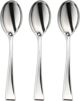 Smarty Had a Party Shiny Metallic Silver Mini Plastic Disposable Tasting Spoons