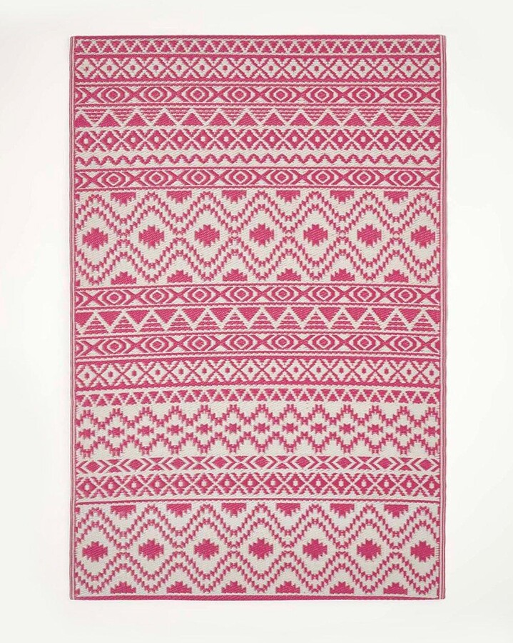 Homescapes Tia Aztec Pink & White Outdoor Rug ShopStyle