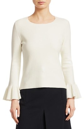 Akris Punto Flounce-Sleeve Knit Pullover Sweater