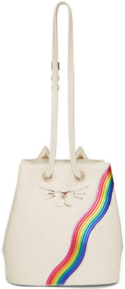 Charlotte Olympia Off-White Rainbow Feline Bucket Bag