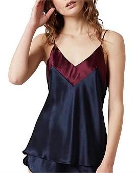 Ginia Silk V Neck Camisole With Contrast