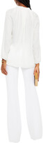 Thumbnail for your product : Halston Ruffle-trimmed Gathered Crepe De Chine Blouse
