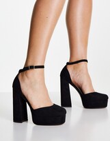 Thumbnail for your product : ASOS DESIGN Wide Fit Priority platform high block heeled shoes in black