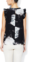 Thumbnail for your product : Aryn K Silk Flutter Sleeve Graphic Top