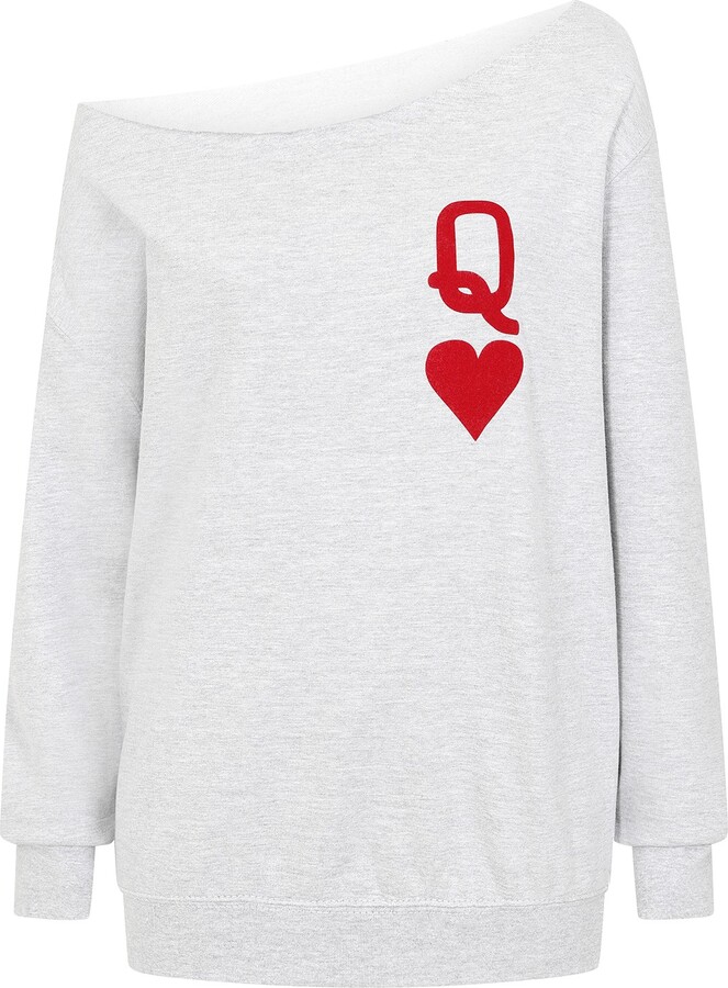 James Steward - Queen Of Hearts Oversized Jumper In Grey - ShopStyle ...