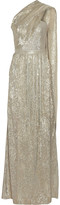 Thumbnail for your product : Oscar de la Renta One-shoulder metallic jacquard gown