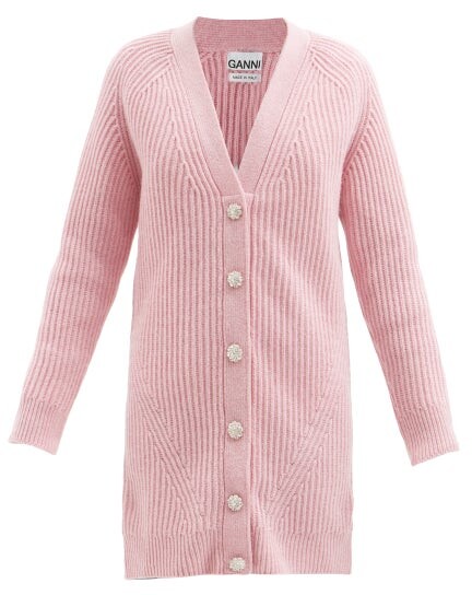 ganni crystal button sweater