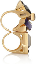 Thumbnail for your product : Etro Gold-plated Swarovski crystal two-finger ring