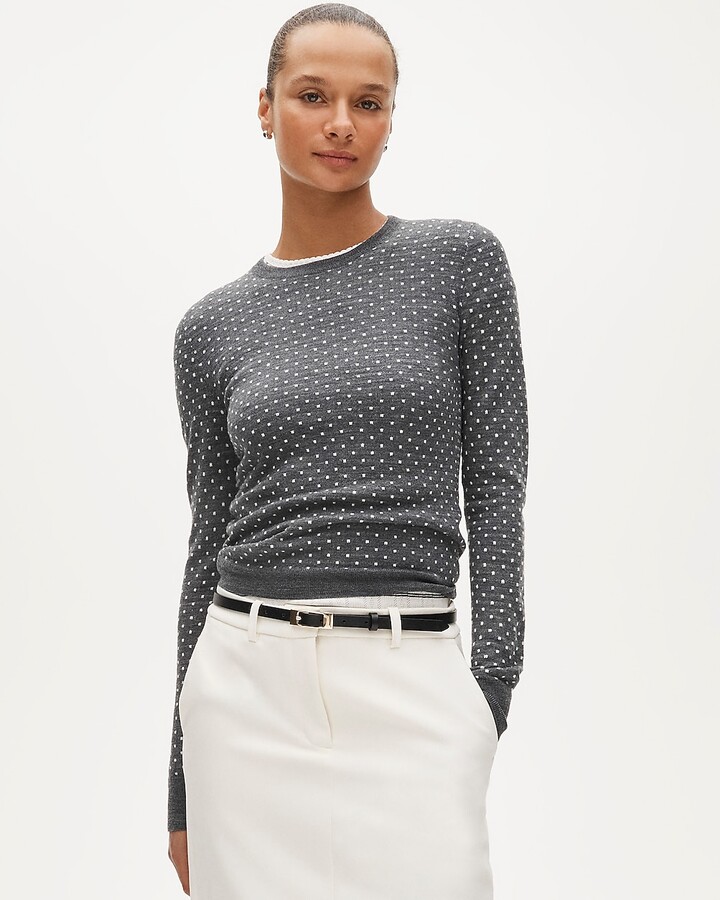 J.Crew Carolyn fitted crewneck sweater in polka-dot merino wool