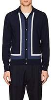 Thumbnail for your product : Luciano Barbera Men's Striped Semi-Sheer Cotton Cardigan-Navy