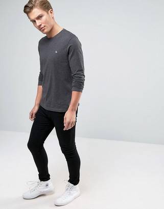Jack Wills T-Shirt With Long Sleeves And Logo In Charcoal Exclusive