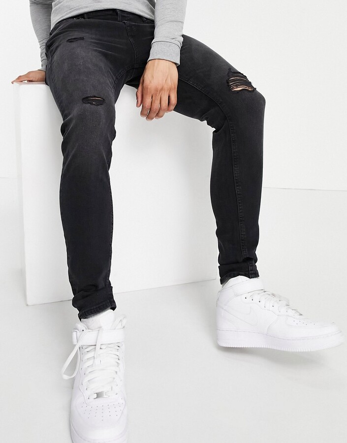 Jack and Intelligence Pete carrot fit jeans in washed black with - ShopStyle