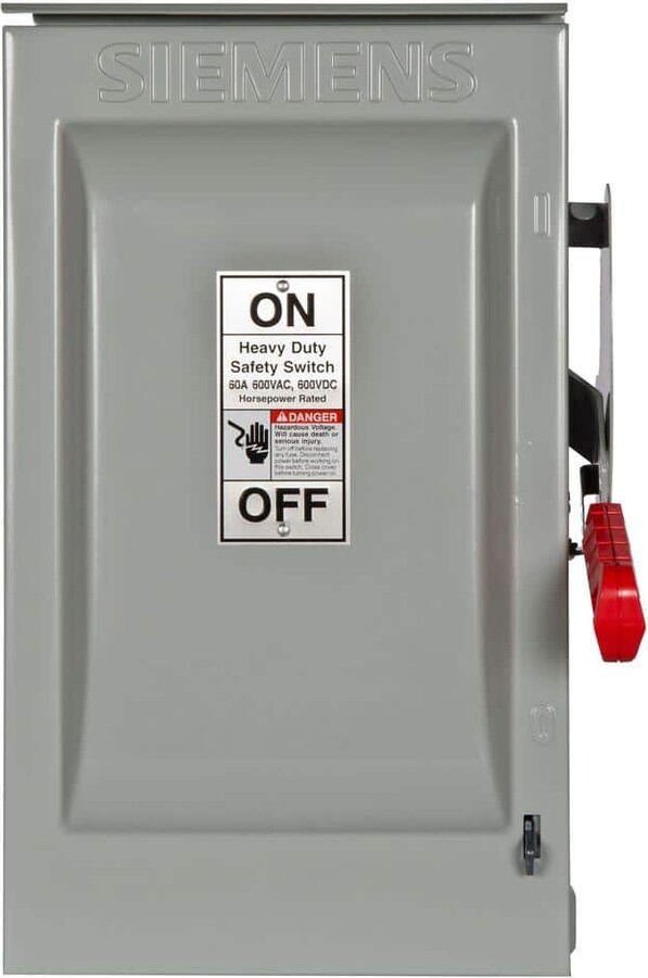 Siemens Heavy Duty 60 Amp 600-Volt 3-Pole Outdoor Fusible Safety Switch with Neutral